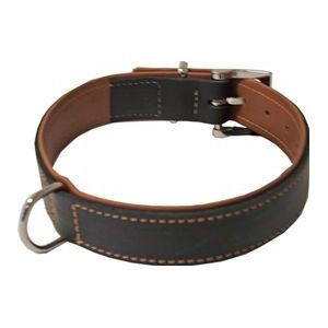 Junai.nl Hondenhalsband Soft gevoerd Zwart / Cognac L