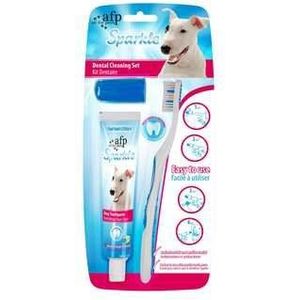 All For Paws Sparkle Combo Pack tandenborstel Vanille smaak tandpasta