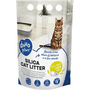 Duvo+ Premium silica kattenbakvulling citroen Geel/wit 5L