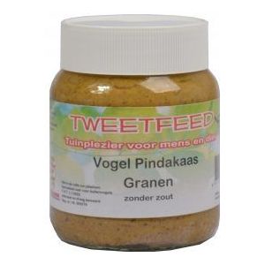 Tweetfeed Vogelpindakaas zonder zout 360 gram GP Zaden in glazen pot