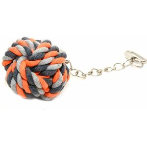 Duvo+ Knoop katoen speelbal met ketting Oranje 23 cm