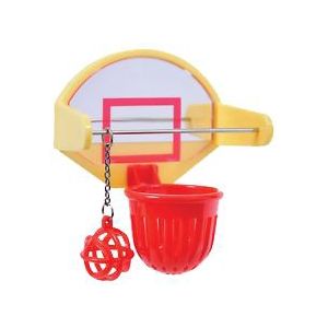 JW Birdie basketbal - Parkieten speelgoed - Vogelspeelgoed - Geel/Rood - Kunststof - 13 cm