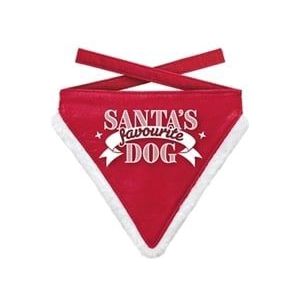 Plenty Gifts Kerst Bandana Santa's Favourite Dog 10 x 13 cm