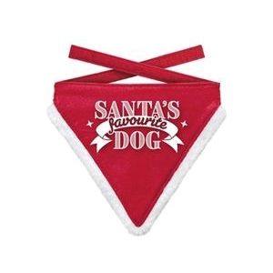 Plenty Gifts Kerst Bandana Santa's Favourite Dog 14 x 18 cm