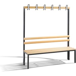Garderobebanken met kapstok, enkelzijdig ,B:1500,D:400,H:1650mm zwart
