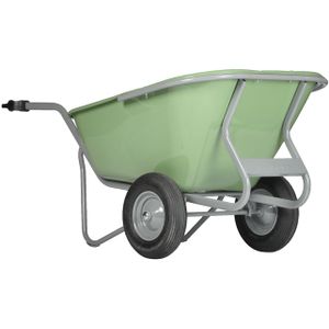 Landbouwkruiwagen met 2 luchtbanden  L:1600,B:900,H:730mm groen. 230ltr Laadvermogen (kg): 250.