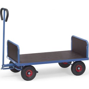 Industrie aanhanger Fetra handtrekwagen 2 gesloten wanden L:1270,B:610,H:1190mm blauw Laadvermogen (kg): 500.