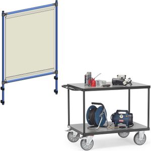 Tafelwagen Fetra tafelwagen met spat preventiescherm  L:1050,B:510,H:1970mm grijs Laadvermogen (kg): 500.