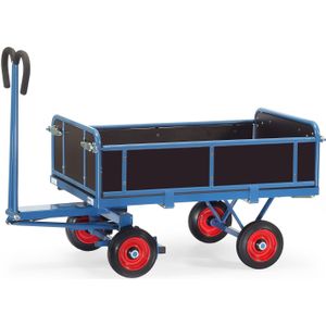 Industrie aanhanger, Fetra handtrekwagen met 4 houten wanden.