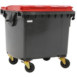 Afvalcontainer Afval en reiniging, voor DIN-opname met scharnierend deksel.