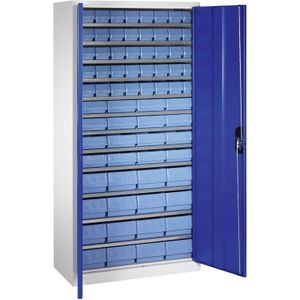 Bakkenkasten met 2 draaideuren en 72 magazijnbakken ,B:1000,D:420,H:1980mm