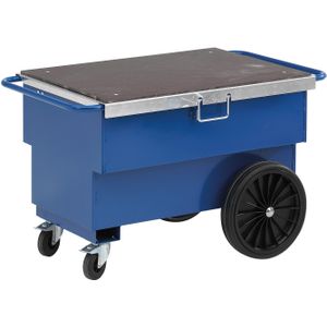Veiligheidsbox gereedschaps veiligheidsbox op wielen L:1260,B:760,H:720mm blauw. 300ltr Laadvermogen (kg): 400.