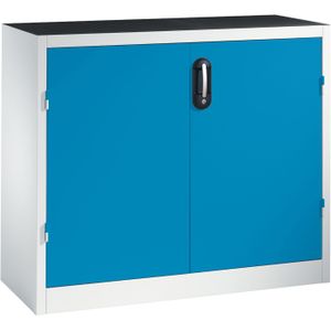 Werkplaatskasten met 2 draaideuren, 2 etages en 3 laden ,B:1200,D:400,H:1000mm grijs