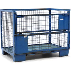 Gebruikte Gaascontainer vaste constructie pool gitterbox UIC norm 435-3 2 kleppen aan 1 lange zijde L:1240,B:835,H:970mm blauw