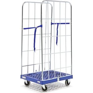 2-Heks rolcontainer insteekhekken + 2 nylon spanbanden