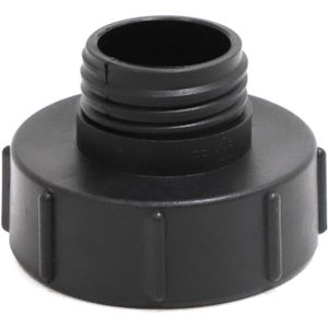 IBC Container toebehoren adapter van S100x8 binnendraad naar DIN61 buitendraad  zwart