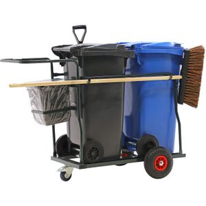 Schoonmaakkarren bezemwagen compleet met toebehoren L:1000,B:700,H:1050mm groen