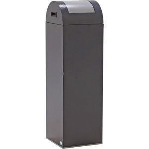 Gebruikte Afvalbak stalen afvalbak met push-deksel L:320,B:320,H:1050mm antraciet. 88ltr