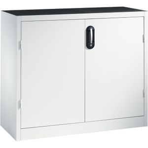Werkplaatskasten met 2 draaideuren, 2 etages en 3 laden ,B:1200,D:400,H:1000mm grijs