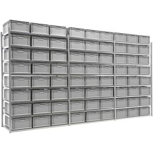 Stellingen met bakken combinatieset legbordstelling incl. 72 stapelbakken