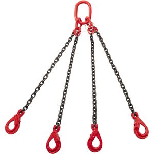 Hijsketting 4-sprong met veiligheidshaken, Ø 8 mm, 3000 kg  L:3000,B:8,H:0mm zwart Laadvermogen (kg): 3000.
