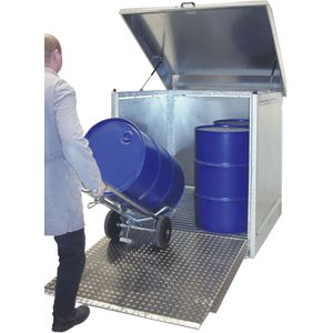 Depot voor gevaarlijke stoffen voor 1-2 200 l vaten L:1437,B:1015,H:1514mm zink