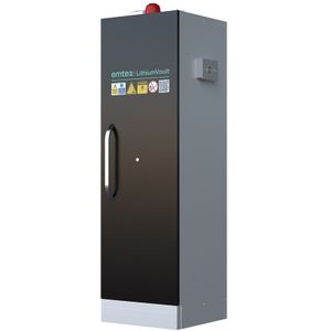 Lithiumkasten opslag- en oplaadruimte voor lithiumbatterijen  ,B:595,D:600,H:2150mm zwart. 340ltr Laadvermogen (kg): 180.