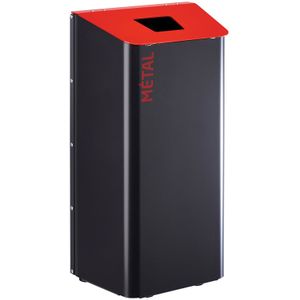 Afvalbak metalen afvalbak deksel met inwerpopening L:465,B:325,H:930mm zwart. 100ltr