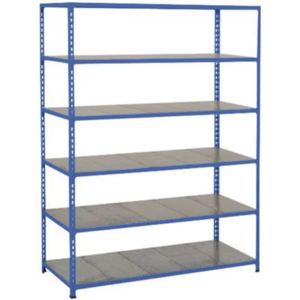 Rapid 2 middelzware legbordstelling 6 stalen legborden ,B:1525,D:610,H:1980mm blauw Laadvermogen (kg): 894.
