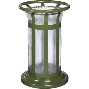 Vrijstaande buitenafvalbak stalen afvalbak met geïntegreerde zakhouder L:500,B:500,H:800mm groen. 60ltr