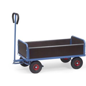 Industrie aanhanger Fetra handtrekwagen 2 lange wanden uitneembaar L:1270,B:610,H:1190mm blauw Laadvermogen (kg): 500.