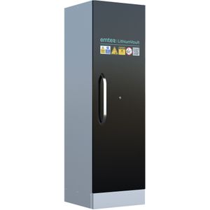 Lithiumkasten opslagruimte voor lithiumbatterijen ,B:595,D:600,H:2050mm zwart. 340ltr Laadvermogen (kg): 240.