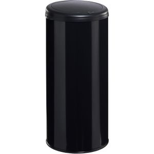Afvalbak stalen afvalbak met push-deksel L:310,B:310,H:670mm zwart. 45ltr