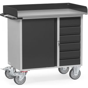 Werkplaatswagens Fetra werkplaatswagen werkblad + rand 80 mm ,B:1080,D:590,H:995mm grijs Laadvermogen (kg): 400.