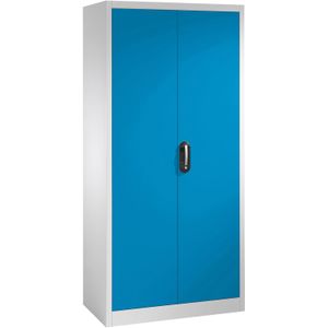 Materiaalkasten met 2 draaideuren en 4 etages ,B:930,D:400,H:1950mm grijs Laadvermogen (kg): 70.