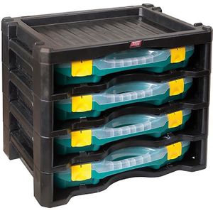 Assortimentskasten inclusief 4 assortimentskoffers L:447,B:314,H:360mm zwart