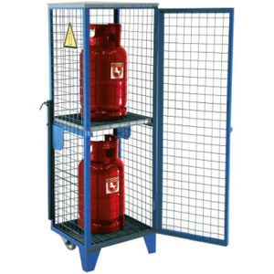 Gasflessenopslag gasflessenopbergkast voor 2 flessen van 11-kg L:520,B:500,H:1580mm blauw