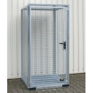 Gasflessenopslag depot met dak en insteekprofielen voor 16 gasflessen ø220 mm