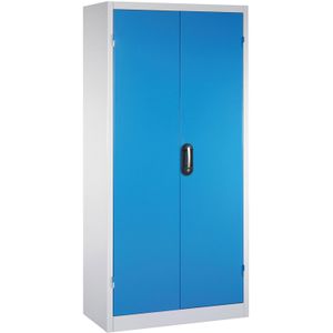 Materiaalkasten met 2 draaideuren, 4 etages en 3 laden ,B:930,D:600,H:1950mm grijs