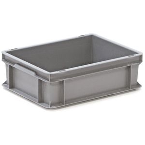 Euronorm stapelbakken alle wanden gesloten L:400,B:300,H:130mm grijs. 12ltr Laadvermogen (kg): 50.