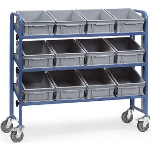 Bijzetwagens Fetra eurobakkenwagen incl. 12 kunststof bakken L:1355,B:480,H:1200mm blauw Laadvermogen (kg): 250.
