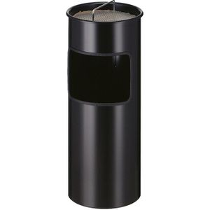 Buitenasbak as- en papierbak met metalen binnenemmer L:245,B:245,H:615mm zwart. 30ltr