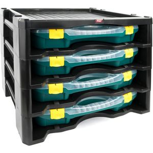 Assortimentskasten inclusief 4 assortimentskoffers L:530,B:376,H:430mm zwart