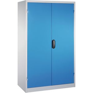 Materiaalkasten met 2 draaideuren, 4 etages en 3 laden ,B:1200,D:600,H:1950mm grijs