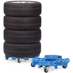 Bandenopslag fetra banden trolley  geschikt voor 8 banden of 4 complete wielen L:700,B:700,H:140mm blauw Laadvermogen (kg): 180.