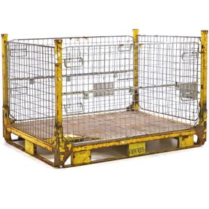 Gebruikte Gaascontainer stapelbaar en inklapbaar B-kwaliteit, met schade L:1605,B:1150,H:1080mm geel. 1318ltr