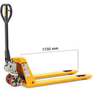 Handpallettruck standaard vorklengte 1150 mm hefhoogte 52-165 mm L:1540,B:540,H:1220mm geel Laadvermogen (kg): 2000.