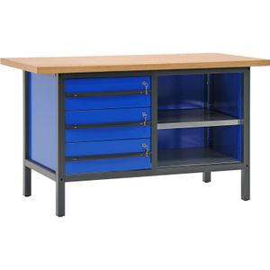 Werktafel, werkbank met 3 laden en 2 etages, 150 cm.