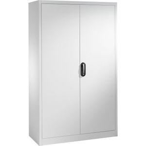 Materiaalkasten met 2 draaideuren en 4 etages ,B:1200,D:400,H:1950mm grijs Laadvermogen (kg): 70.