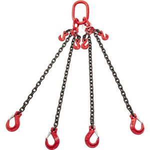 Hijsketting 4-sprong met klep- en inkorthaken, Ø 8 mm, 3000 kg  L:5000,B:8,H:0mm zwart Laadvermogen (kg): 3000.
